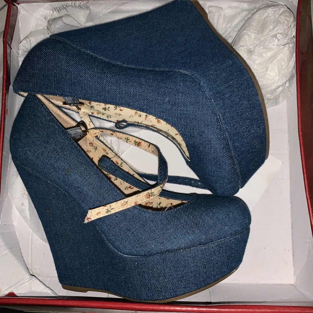 Denim wedges